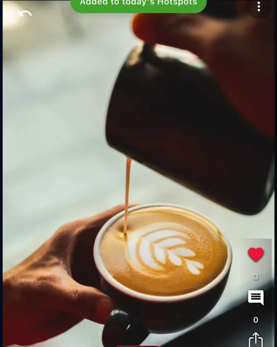 Latte art mid-pour